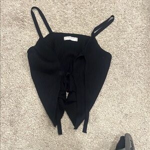 Black Asymmetrical Tie Front Camisole